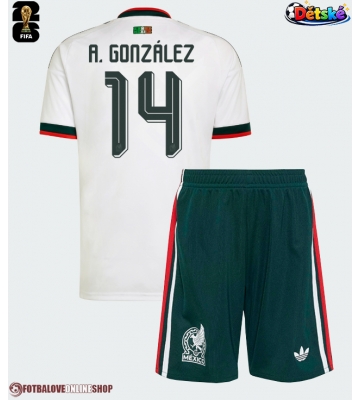Mexiko Armando Gonzalez #14 Venkovní dres komplet pro Děti MS 2026 Krátkým Rukávem (+ Krátké kalhoty)